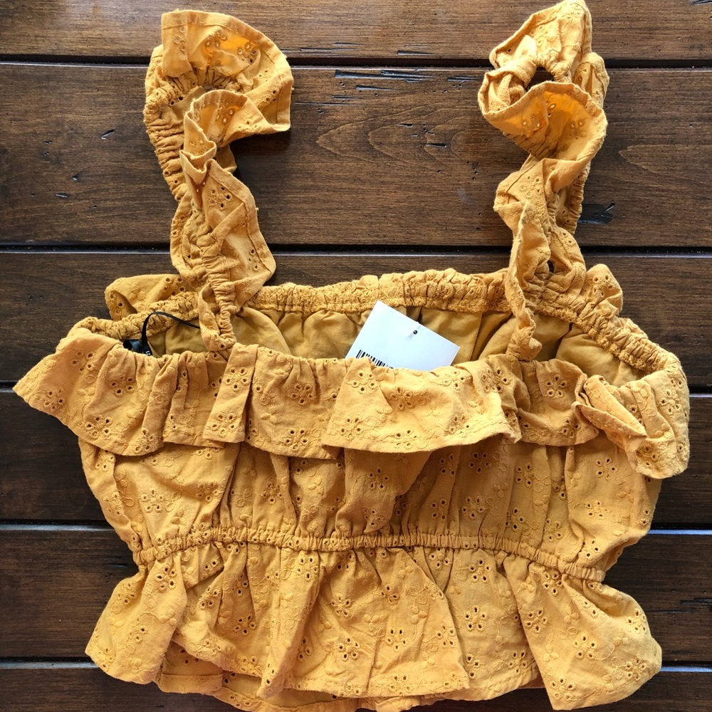 Forever 21 woven mustard crop top - Picture 2 of 4